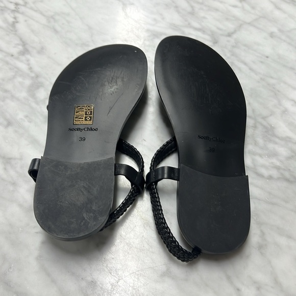 See by Chloe Black Braided Nala Leather Sandal Size 39/9 - Picture 7 of 12